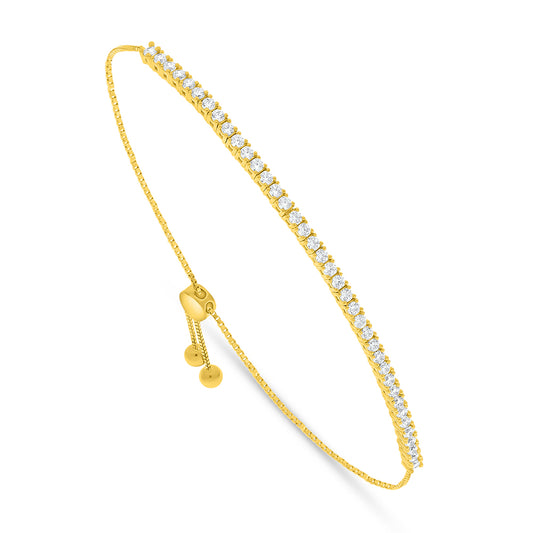 Sterling Silver 925 Bracelet Golden Plated Embedded With White Zircon