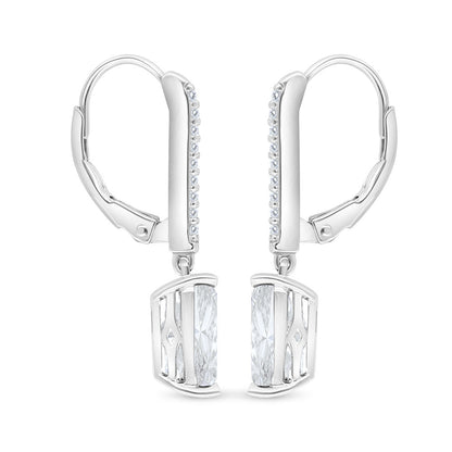 Sterling Silver 925 Earring Rhodium Plated Embedded With White Zircon