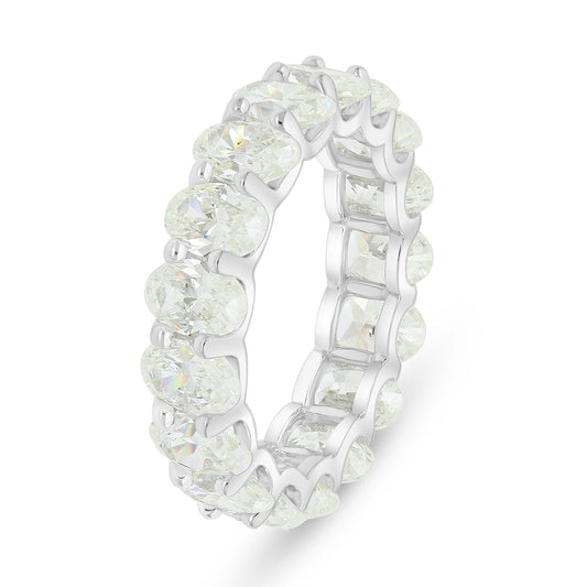 Sterling Silver 925 Ring Rhodium Plated  Embedded With Yellow Diamond