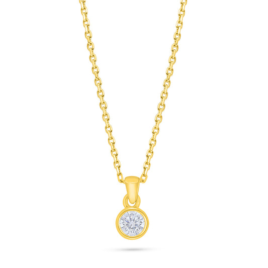 Sterling Silver 925 Necklace Golden Plated Embedded With White Zircon