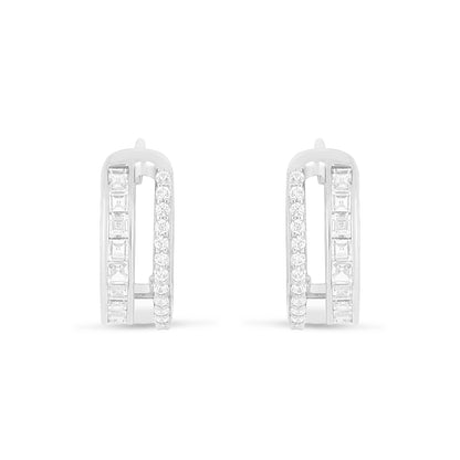 Sterling Silver 925 Earring Rhodium Plated Embedded With White Zircon