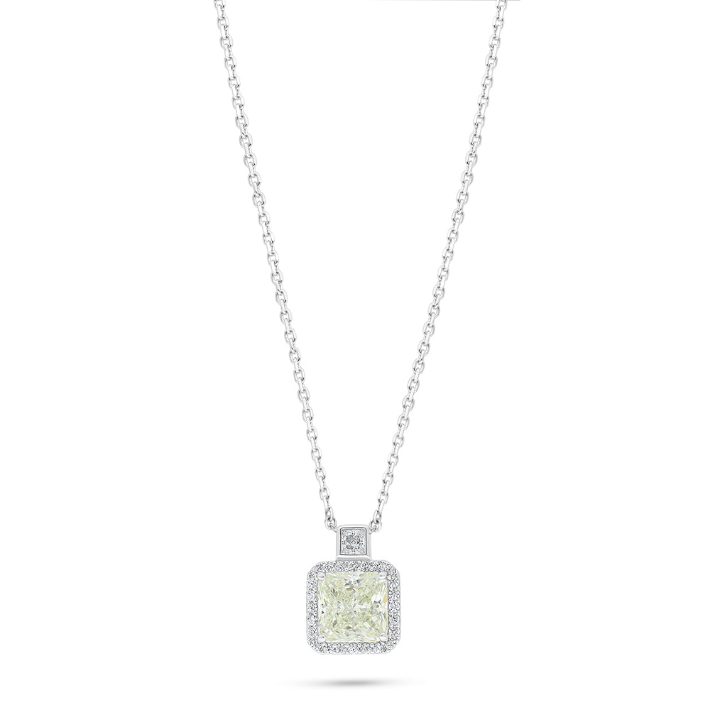 Sterling Silver 925 Necklace Rhodium Plated Embedded With Diamond Zircon And White Zircon