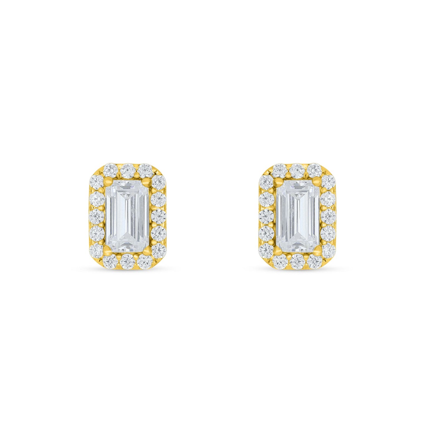 Sterling Silver 925 Earring Golden Plated Embedded With White Zircon