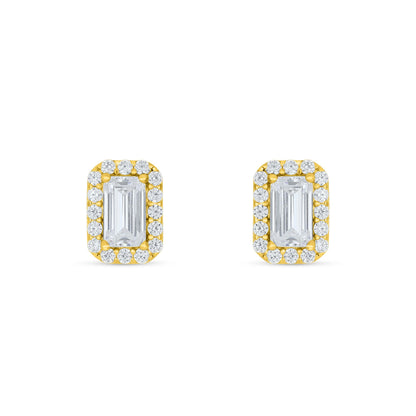 Sterling Silver 925 Earring Golden Plated Embedded With White Zircon