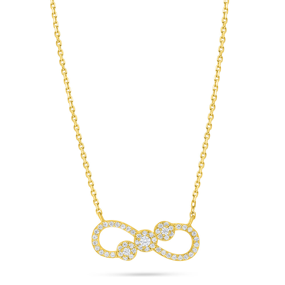 Sterling Silver 925 Necklace Golden Plated Embedded With White Zircon