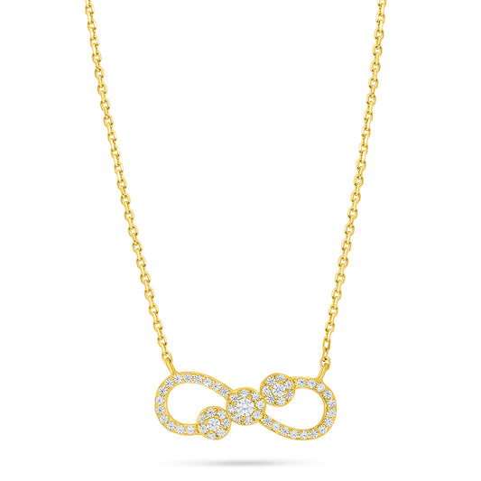 عقد من الفضة الخالصة عيار 925 مطلي ذهبي مرصع فص ابيض