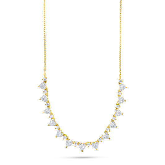 Sterling Silver 925 Necklace Golden Plated Embedded With White Zircon
