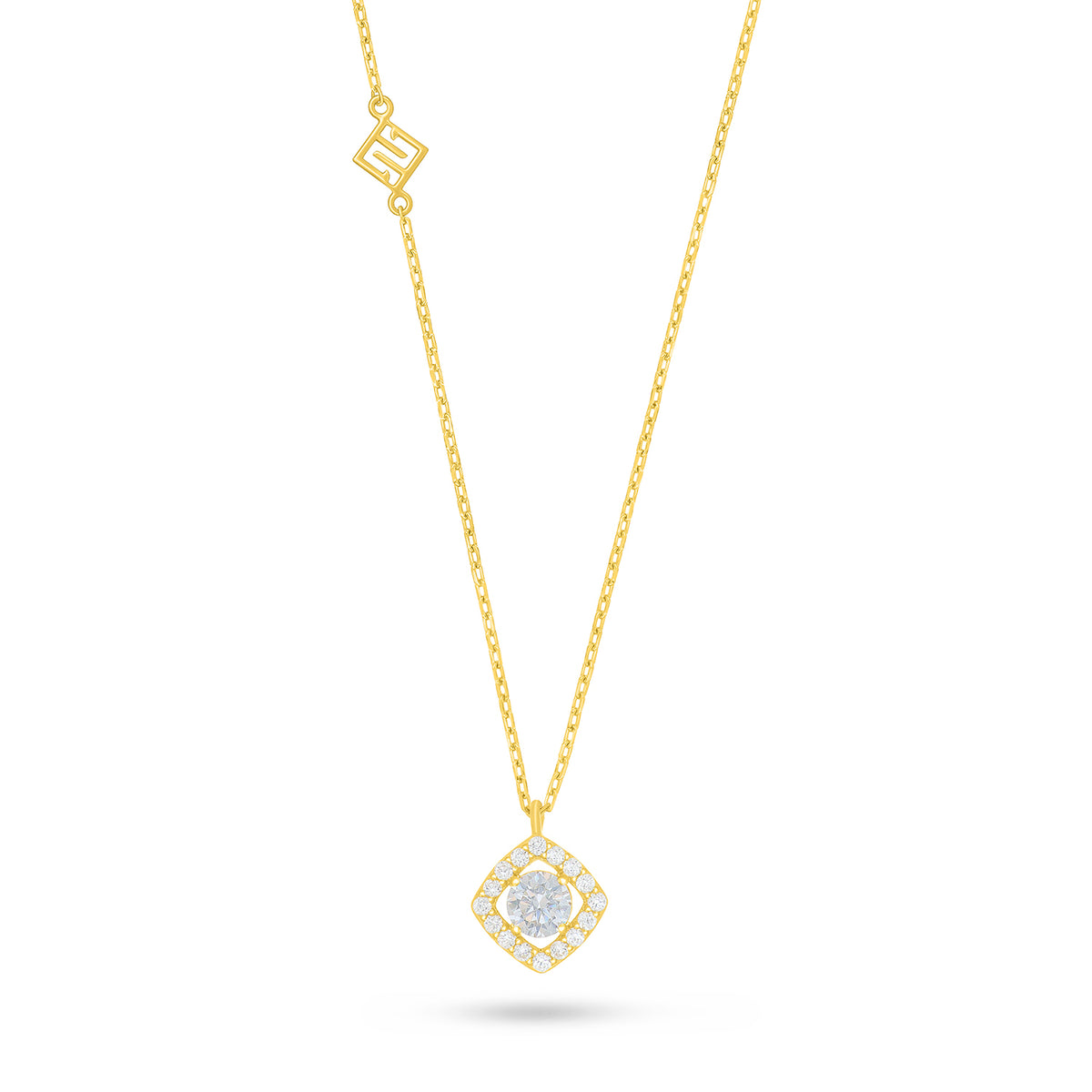 Sterling Silver 925 Necklace Golden Plated Embedded With White Zircon