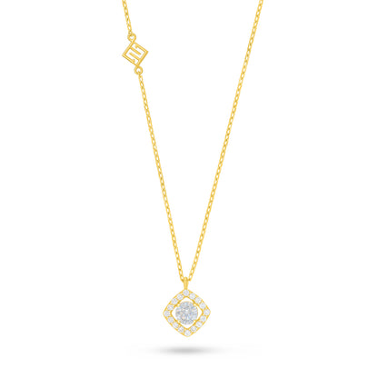 Sterling Silver 925 Necklace Golden Plated Embedded With White Zircon