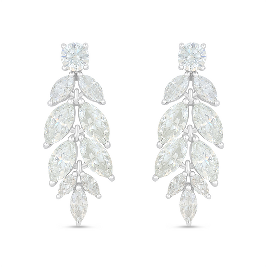 Sterling Silver 925 Earring Rhodium Plated Embedded With Diamond Zircon And White Zircon
