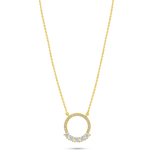 Sterling Silver 925 Necklace Golden Plated Embedded With White Zircon