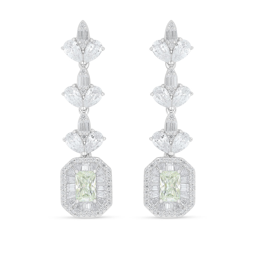Sterling Silver 925 Set Rhodium Plated Embedded With Diamond Zircon And White Zircon
