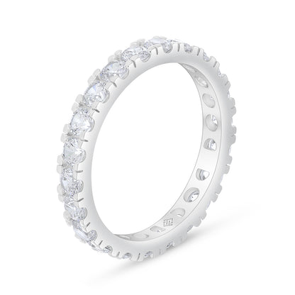 Sterling Silver 925 Ring Rhodium Plated Embedded With White Zircon
