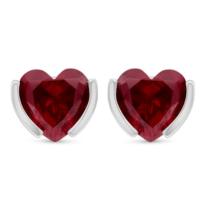 Sterling Silver 925 Earring Rhodium Plated Embedded With Ruby Corundum