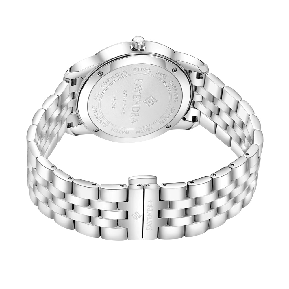 Stainless Steel 316L Watch Silver Color For Men - BROWN MOP DIAL