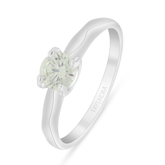 Sterling Silver 925 Ring Rhodium Plated Embedded With Diamond Zircon