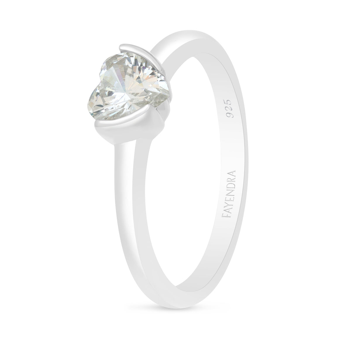 Sterling Silver 925 Ring Rhodium Plated Embedded With Diamond Zircon