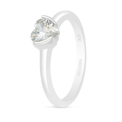 Sterling Silver 925 Ring Rhodium Plated Embedded With Diamond Zircon