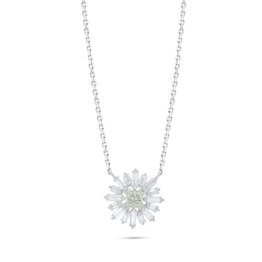 Sterling Silver 925 Necklace Rhodium Plated Embedded With Diamond Zircon And White Zircon