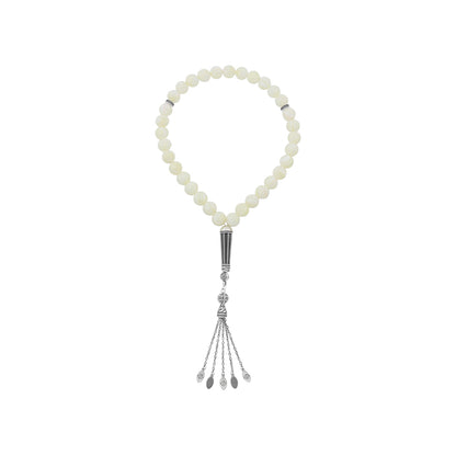 Rosary 33 Sterling Silver 925 Set Oxidized Decorated Embedded With White Shell Bead 11 ML LOGO