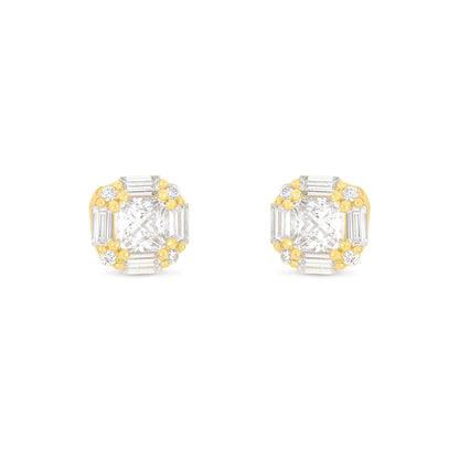 Sterling Silver 925 Earring Golden Plated Embedded With White Zircon