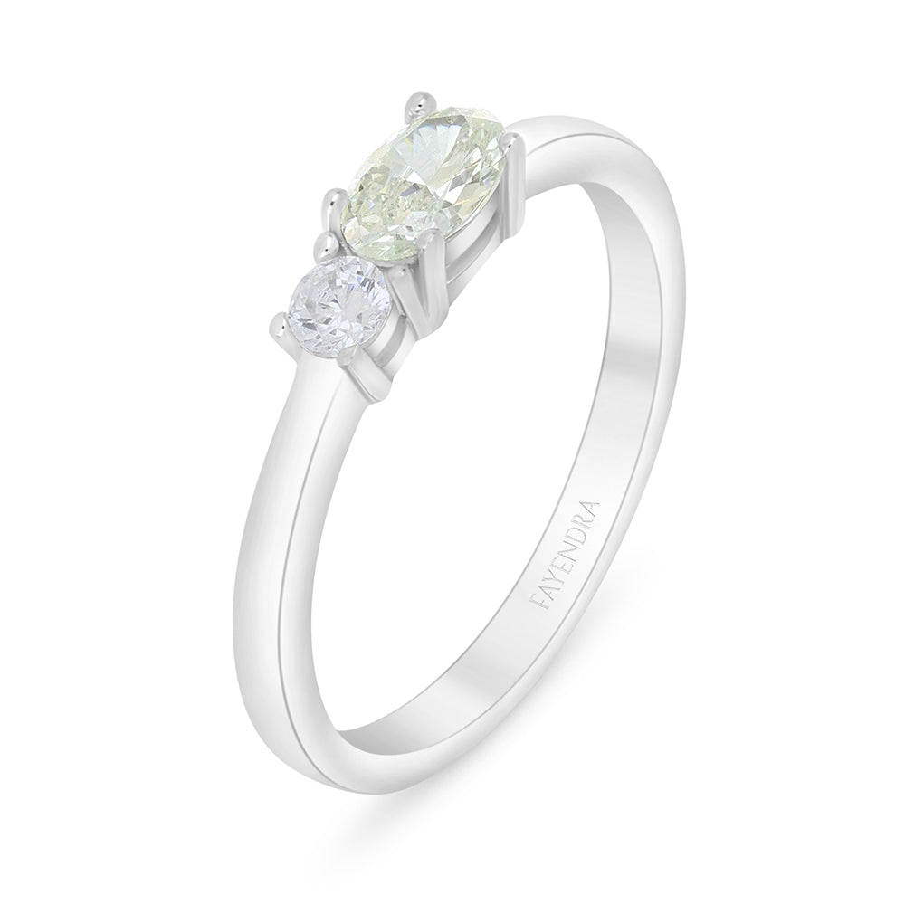 Sterling Silver 925 Ring Rhodium Plated Embedded With Diamond Zircon And White Zircon