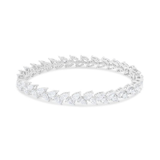 بنجلة من الفضة الخالصة عيار 925 مطلي روديوم مرصع فص ابيض مقاس 6