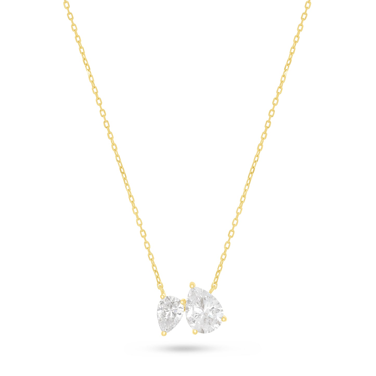 عقد من الفضة الخالصة عيار 925 مطلي ذهبي مرصع فص ابيض