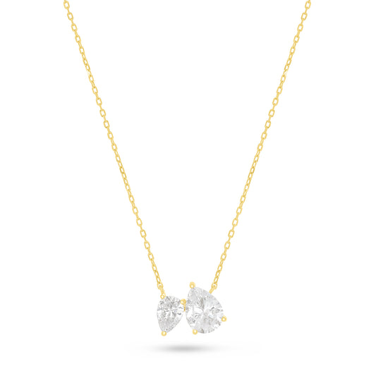 Sterling Silver 925 Necklace Golden Plated Embedded With White Zircon