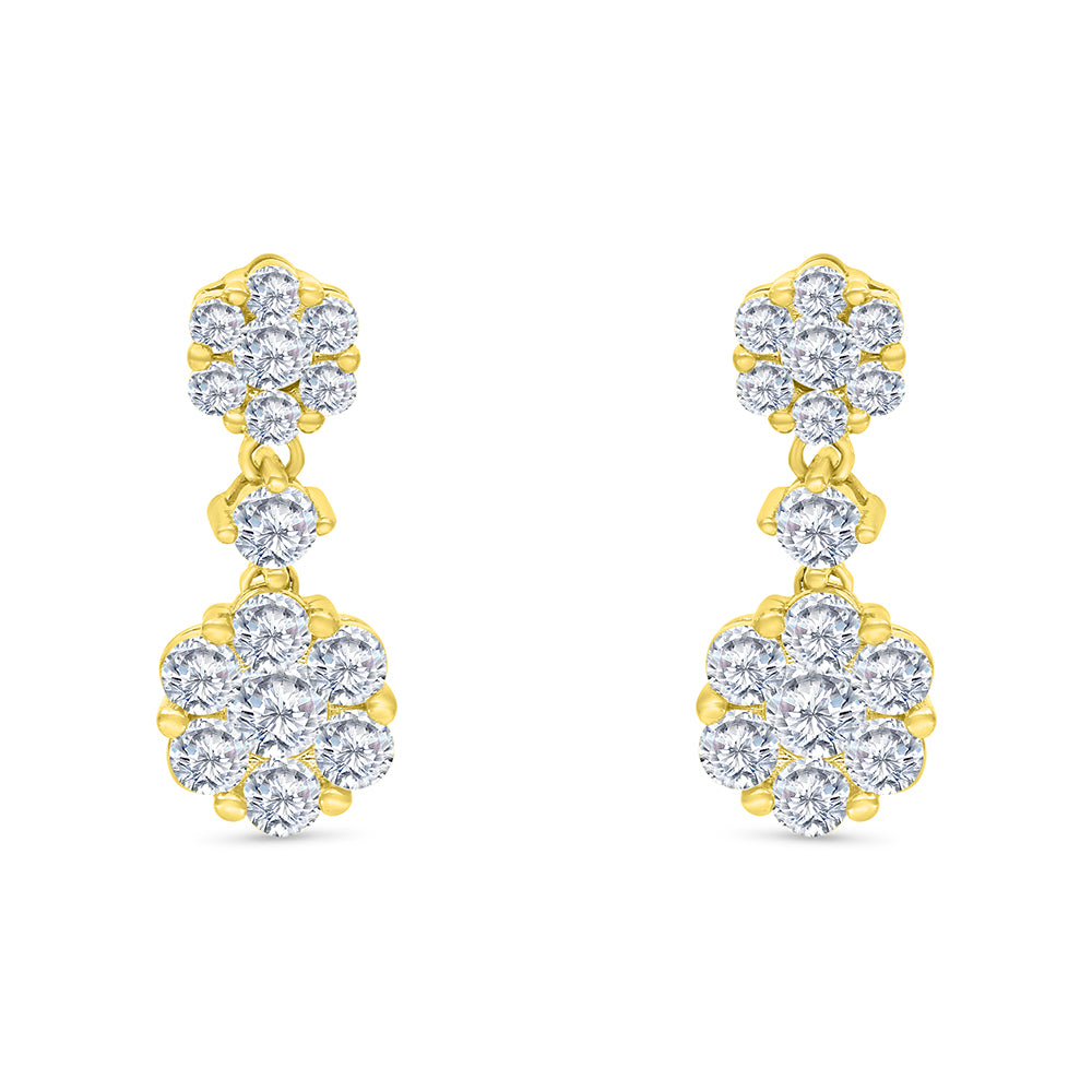 Sterling Silver 925 Earring Gold Plated Embedded With White CZ