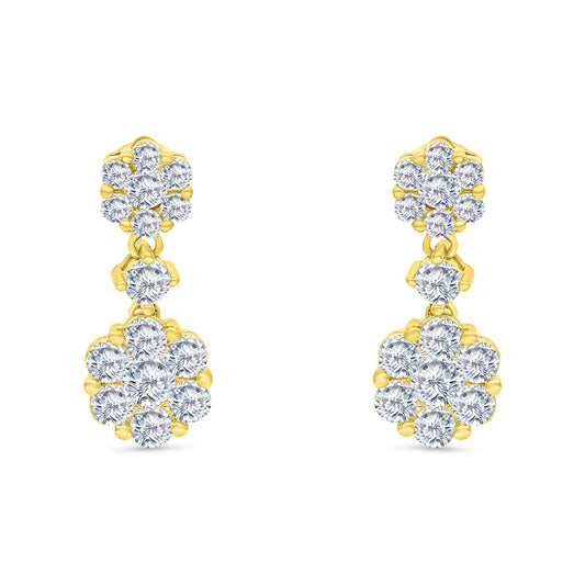 Sterling Silver 925 Earring Gold Plated Embedded With White CZ