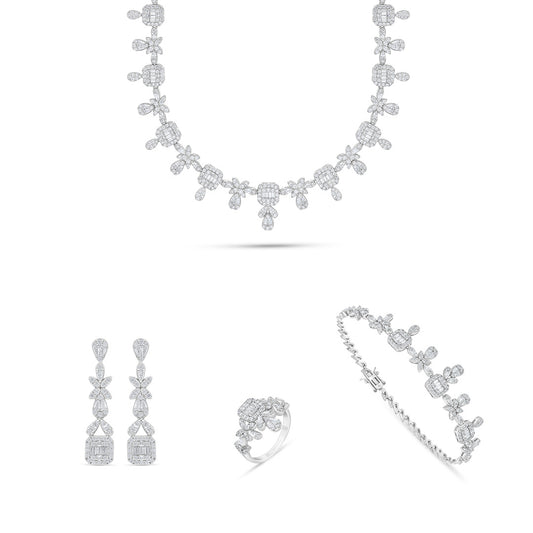 Sterling Silver 925 Set Rhodium Plated Embedded With White Zircon