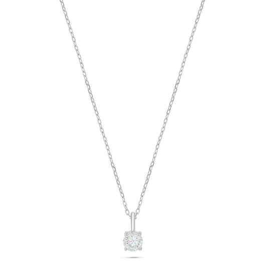 Sterling Silver 925 Necklace Rhodium Plated Embedded With Diamond Zircon