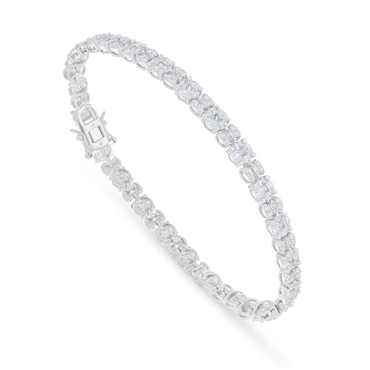 Sterling Silver 925 Bracelet Rhodium Plated Embedded With White Zircon