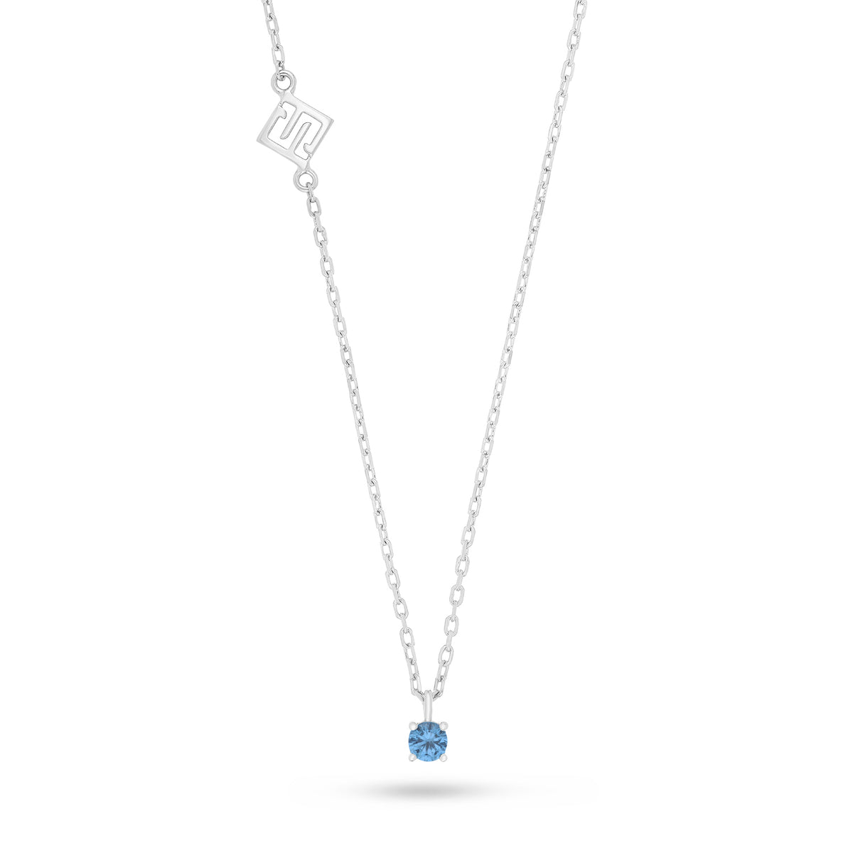 Sterling Silver 925 Necklace Rhodium Plated Embedded With Blue Spinel