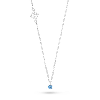Sterling Silver 925 Necklace Rhodium Plated Embedded With Blue Spinel