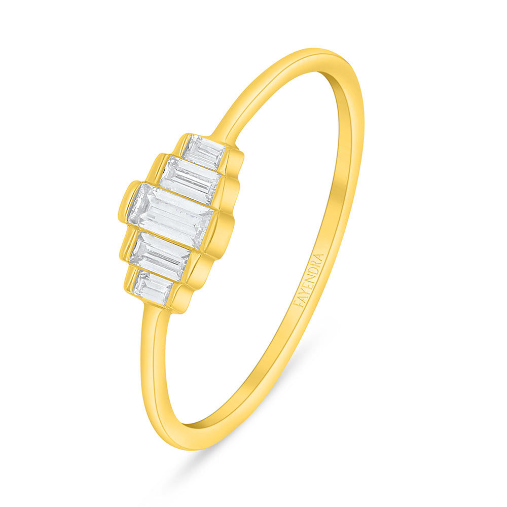 خاتم من الفضة الخالصة عيار 925 مطلي ذهبي مرصع فص ابيض