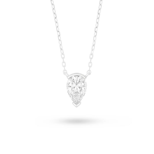 Sterling Silver 925 Necklace Rhodium Plated Embedded With White Zircon