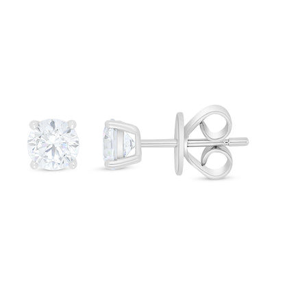 Sterling Silver 925 Earring Rhodium Plated Embedded With White Zircon