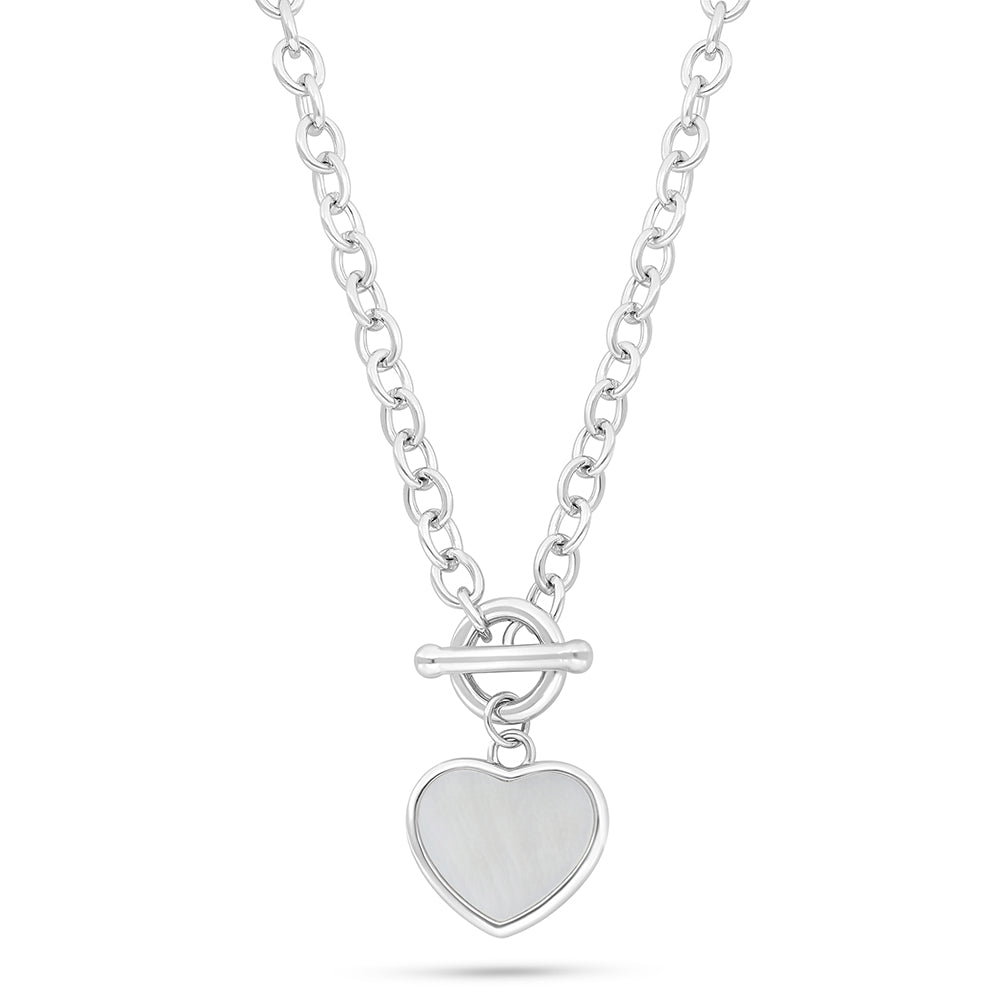 Sterling Silver 925 Necklace Rhodium Plated Embedded With White Shell