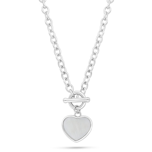Sterling Silver 925 Necklace Rhodium Plated Embedded With White Shell