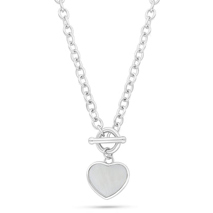 Sterling Silver 925 Necklace Rhodium Plated Embedded With White Shell