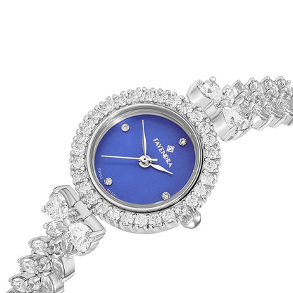 Stainless Steel 316L Watch Silver Color Embedded With White Zircon - BLUE MOP DIAL