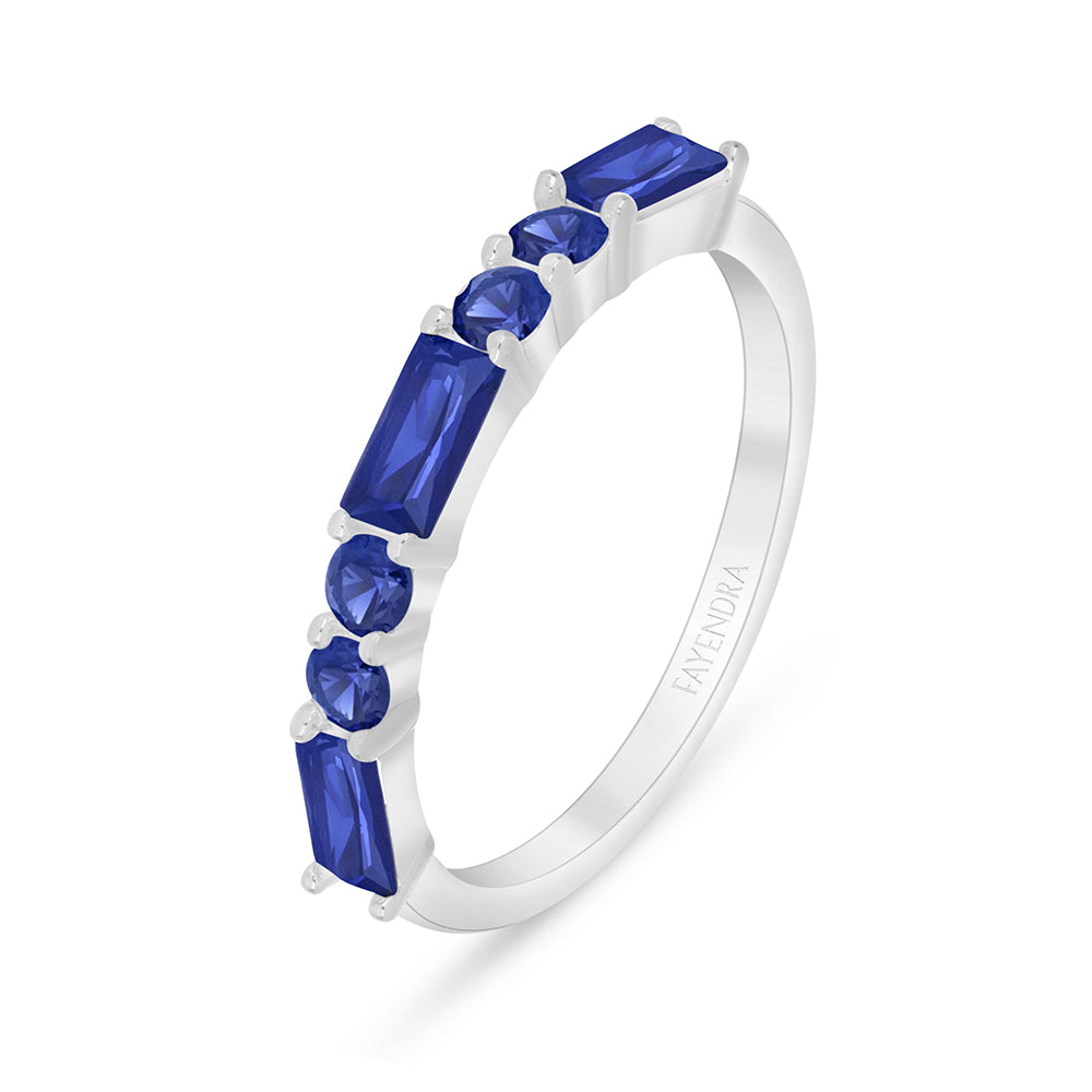 خاتم من الفضة الخالصة عيار 925 مطلي روديوم مرصع زفير كروندوم