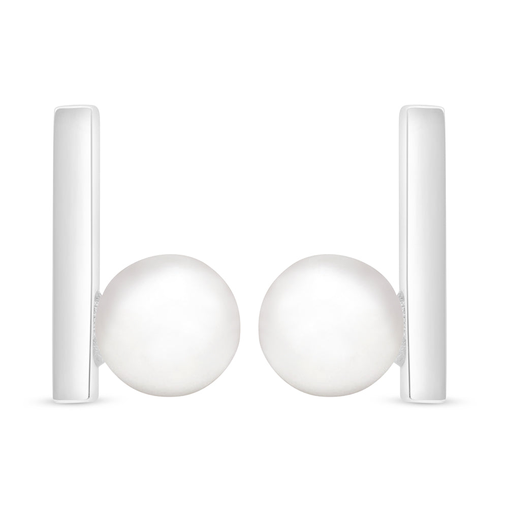 اقراط من الفضة الخالصة عيار 925 مطلية روديوم مرصعة لولو ابيض طبيعي