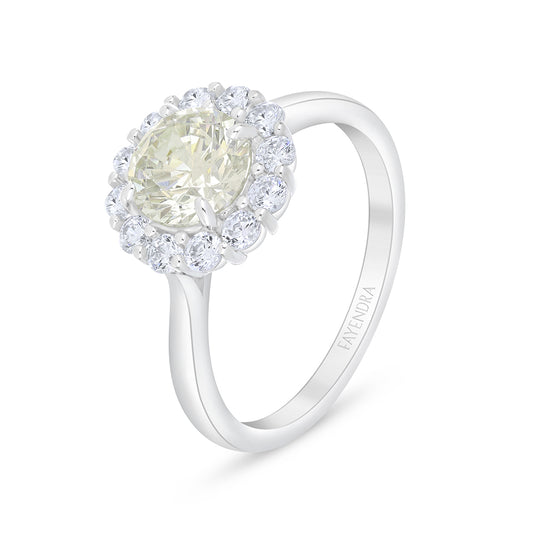 Sterling Silver 925 Ring Rhodium Plated Embedded With Diamond Zircon And White Zircon