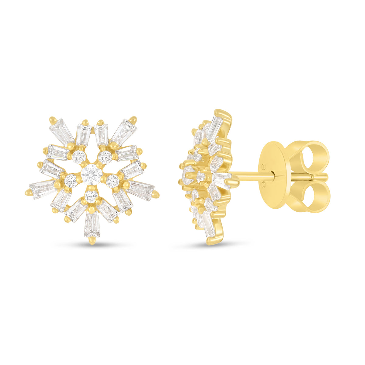 Sterling Silver 925 Earring Golden Plated Embedded With White Zircon