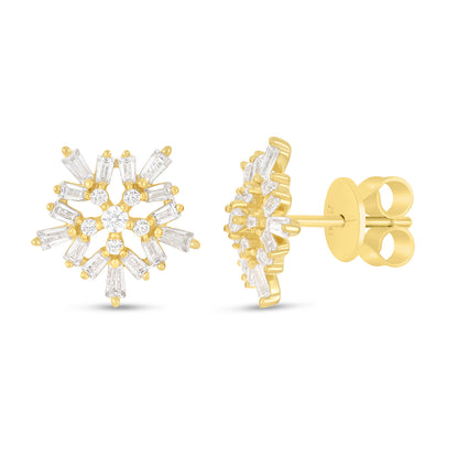 Sterling Silver 925 Earring Golden Plated Embedded With White Zircon