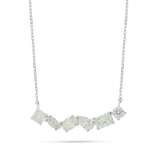 Sterling Silver 925 Necklace Rhodium Plated Embedded With Diamond Zircon And White Zircon