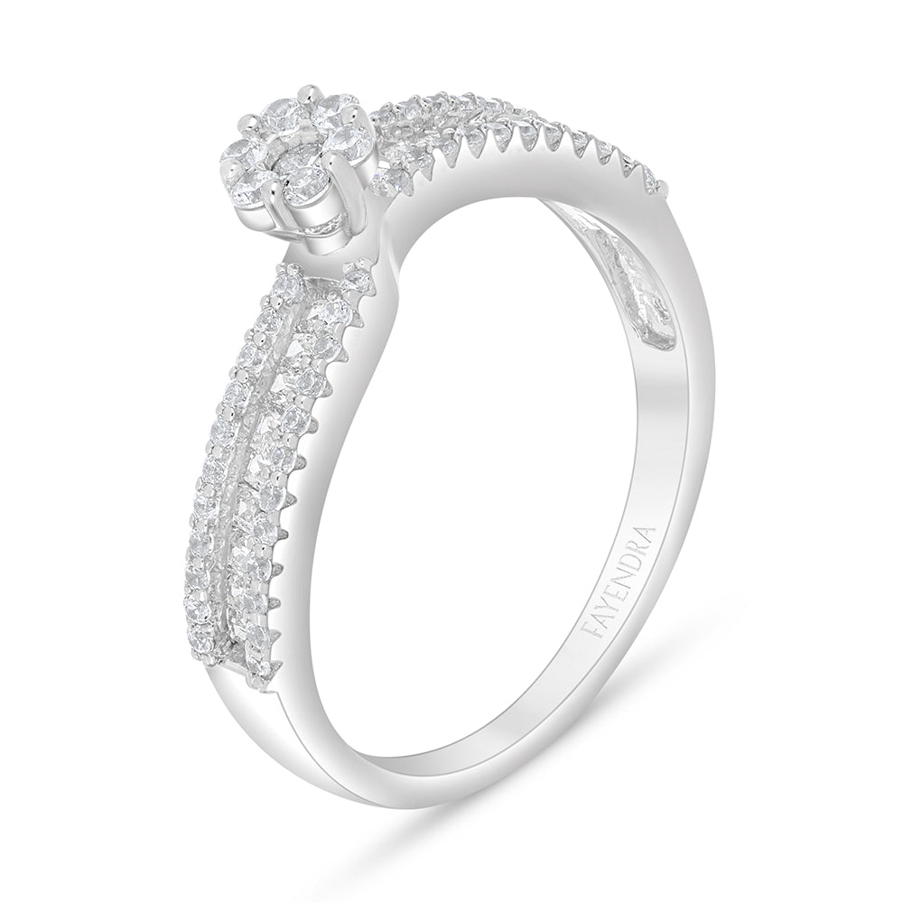 خاتم توينز من الفضة الخالصة عيار 925 مطلي روديوم مرصع فص ابيض